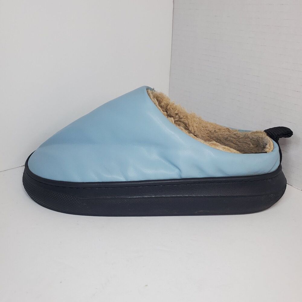 Rare Free People Pillow Talk Slipper Shoes Womens Sz 8.5 Cloud Blue Faux Leather